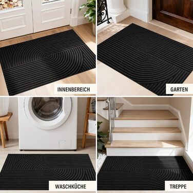 Привітальний килимок FEOMOS 60x90 см, протиковзний грязезахисний килим для входу, коридору, кухні та балкона, чорний, придатний для прання