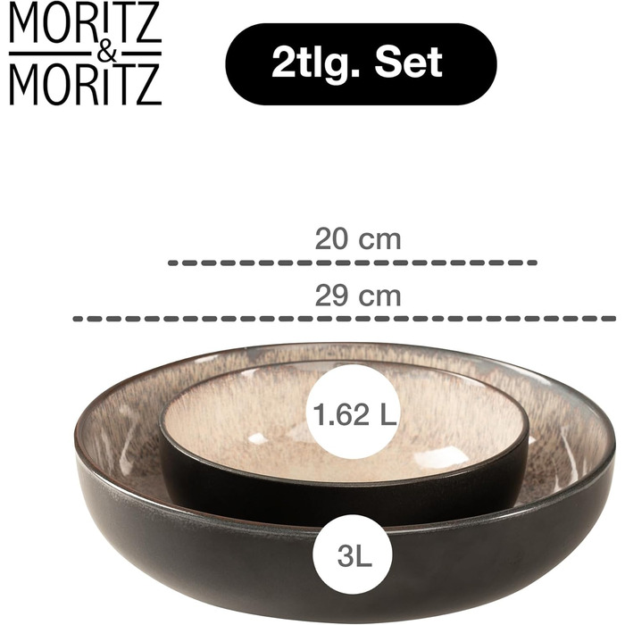 Набір посуду Moritz & Moritz VIDA на 12 осіб (36 предметів) - сучасний керамічний посуд для ресторану, мікрохвильовки та посудомийної машини