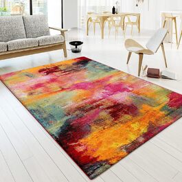 Paco Home Rug Living Room Bedroom Teen Room Short Pile Modern Vintage Abstract Patterns, Size: 80x150 cm, Color: Multicolor 3