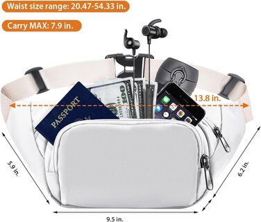 Чоловіча/Жіноча поясна сумка-бананка 35 см з великою місткістю, чорна, для iPad mini/iPhone 12 Pro Max, для спорту