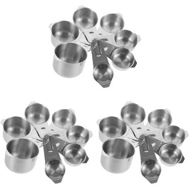 ABOOFAN 3-Piece Baking Tool Machine Cup Measuring Bowl Holder Clip Reusable Cup Bowls Magnetic Measuring Cups Teaspoons Measuring Aid Silver Stainless Steel