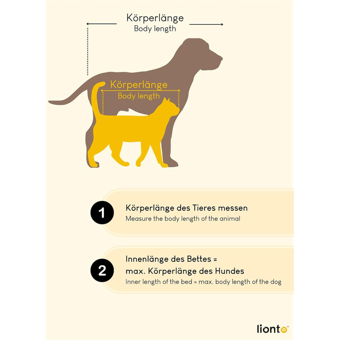 Килимок для собак Lionto з двостороннім подушкою та неслизьким дном, міцний лежак для домашніх тварин з глибоким входом, підходить для собак та котів будь-якого віку, 60x48 см, м'який лежак для собак, (Д 50 x Ш 37 x В 17 см (з іменним нанесенням), бежевий