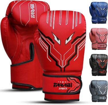 Боксерські рукавички Farabi для дітей (6oz) - Червоні. Ідеальні для MMA, Муай Тай та тренувань (5-10 років)