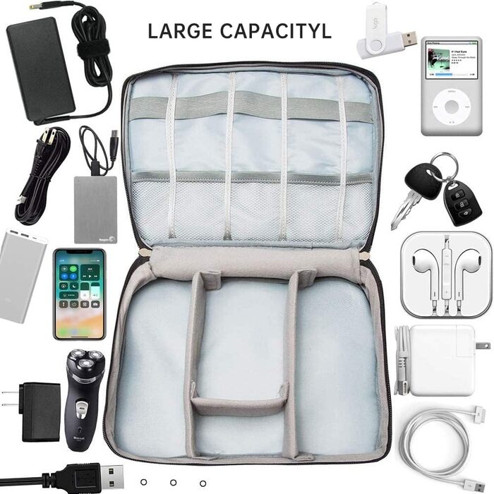Органайзер для кабелів та аксесуарів XCWTBL: водонепроникний кейс для подорожей з 3 відділеннями