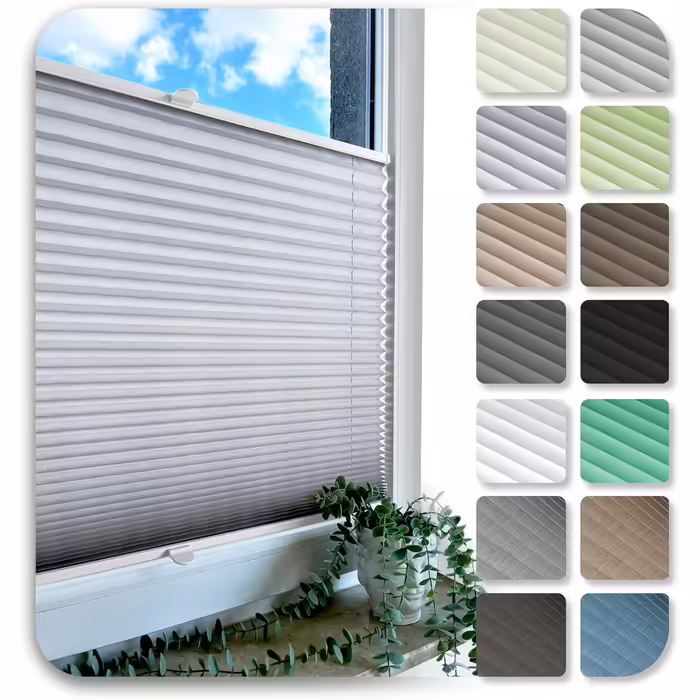 Custom Rollmayer Pleated Blinds, Drill-Mount Pleated Blinds, 14 Colors, 3 Profile Colors, Height 150-240 cm, Width: 25cm-120cm, Pleated Roller Shade Folding Blind Privacy and Sun Protection for Windows and Doors