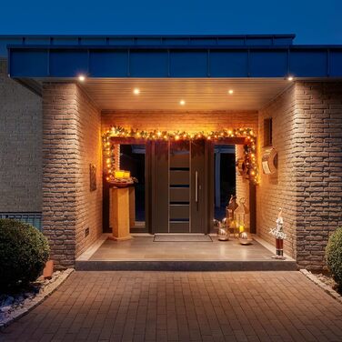 Декоративна гірлянда з LED-підсвічуванням 5 метрів, 80 LED, розширювана, на батарейках, з таймером, шнур 10 метрів, для дому та саду, штучна, тепле біле світло