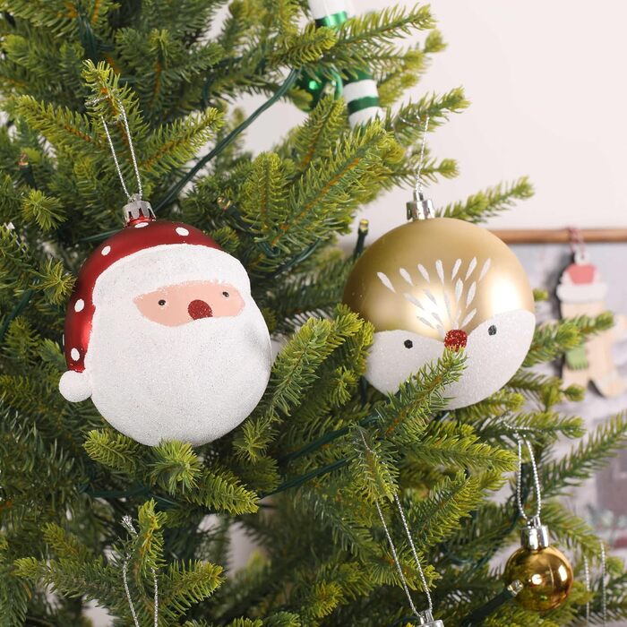 Набір прикрас на ялинку Alupssuc 65 шт. - ялинкові кулі, 4-14 см, пластик, для ялинки, святкування, вечірки, білий, золотий, червоний та зелений