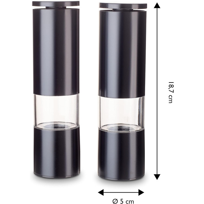 Набір для перцю та солі Echtwerk: 2 шт., ручна, з керамічним подрібнювачем, нержавіюча сталь, для перцю, солі та чилі (Black Edition)