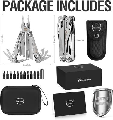 MIAOKE Multitool 23 in 1 with Premium Gift Box, including Screwdrivers, Saw, Bottle Opener, Pliers, Camping Knife. Cool Gadgets for Men, Best Gift for Boyfriend, Son, Dad, Him, Husband.