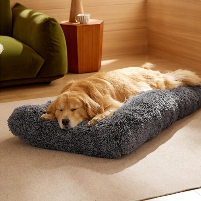 М'яке ліжко для собак BEDSURE великих порід - 119x74x8 см, миється, з антиковзною основою, темно-сірий