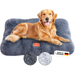 Преміум подушка для собак Wahre Tierliebe Fluffy - М'яке ліжко для вашого улюбленця. Легко чиститься, ідеально для дому та в дорогу. Розмір L (120x80x30 см), темно-сірий колір.