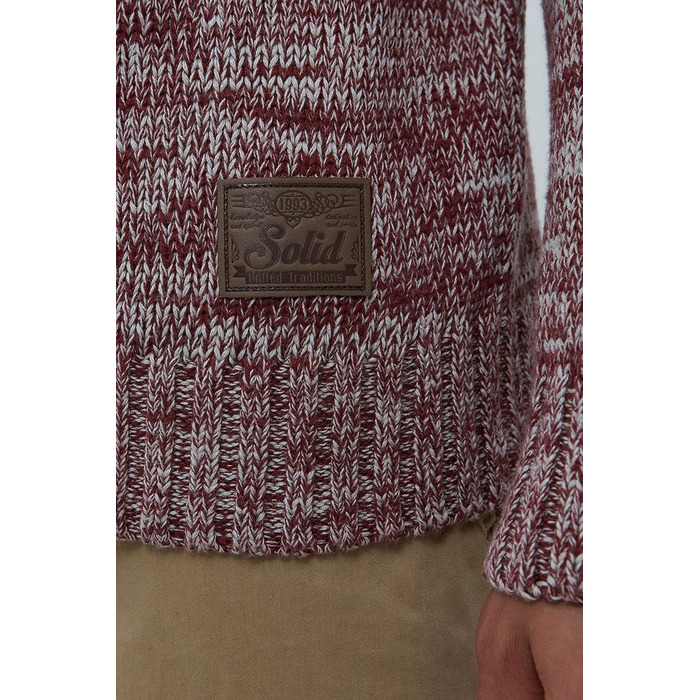 Чоловічий кардиган SDPomeroy з грубого в'язання, з високим коміром, на блискавці, 100% бавовна, Regular fit (3XL, Бордово-червоний)