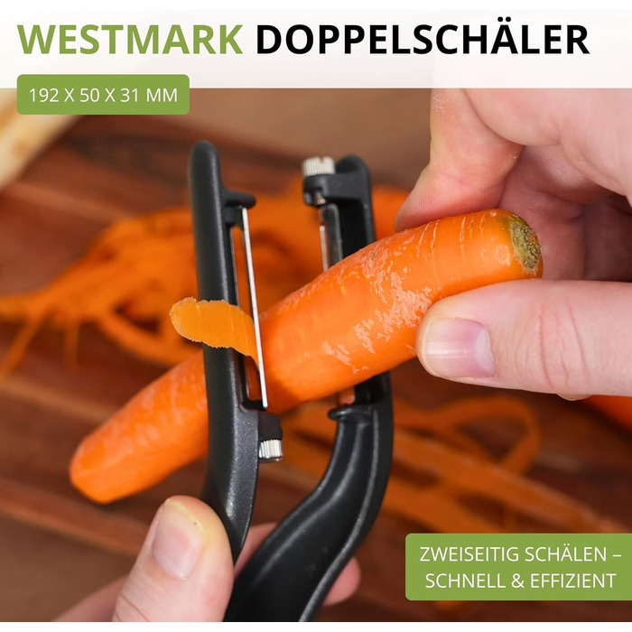 Овочечистка Westmark Peel-Star KS для овочів та спаржі, 2 леза, білий/сріблястий, 60622E6