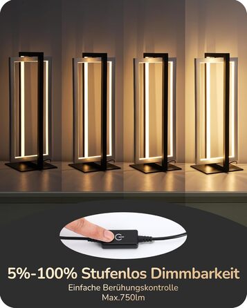 LED настільна лампа EDISHINE з дерева, торкання, регулювання яскравості та функцією пам'яті, 3 колірні температури, 350 люмен, для вітальні, офісу, подарунок (сріблястий)