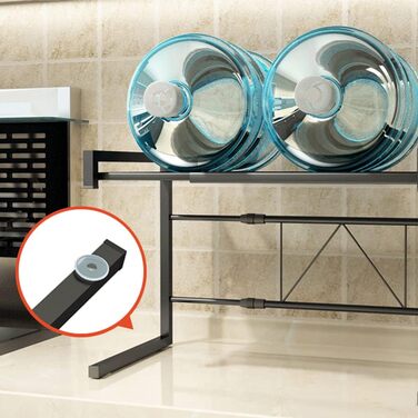 LANTUS Kitchen Shelf, Kitchen Organizer, Microwave Shelf, Oven Shelf Organizer, 2-Tier Organizer, Up to 25 kg, 42 cm (40-65 cm) Black