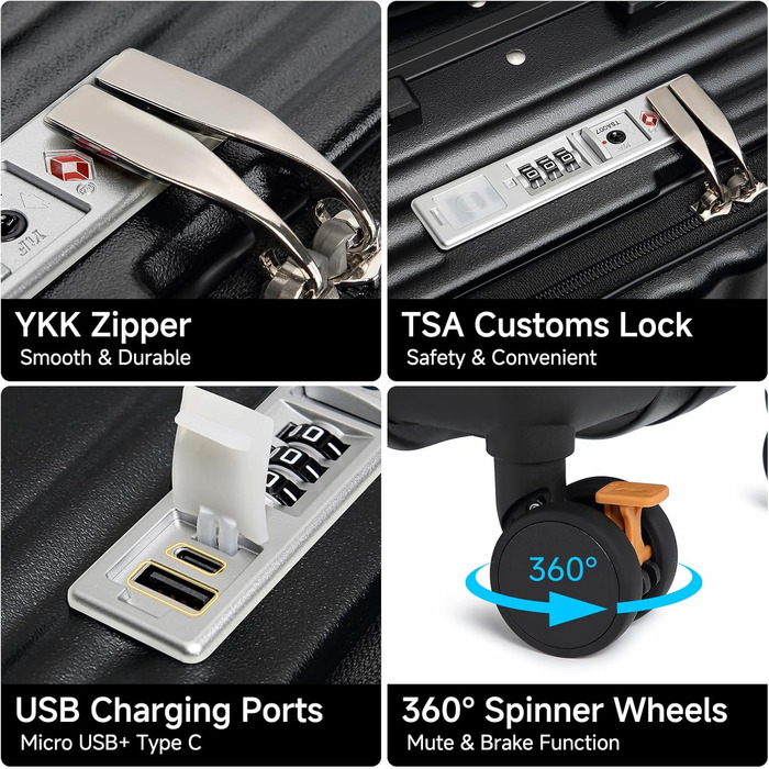 Набір валіз Sea Choice 2 шт. з жорстким корпусом: Trolley, валіза, багаж, легкий, для подорожей, PC, Rollkoffer, 4 колеса, TSA замок, тримач для напоїв, 55/78 см, зелений