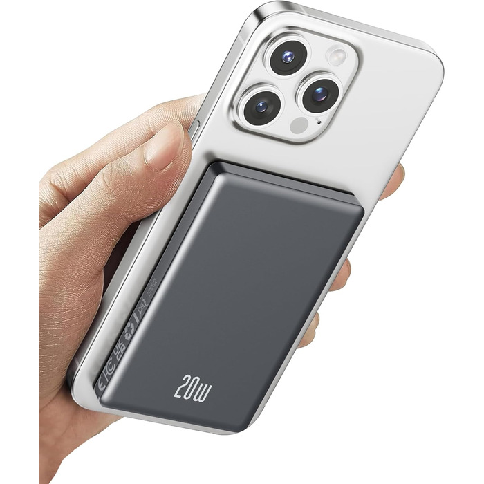 Пауербанк для iPhone MagSafe, ультратонкий 10000mAh з магнітним кріпленням, бездротова зарядка 10000mAh, 20W PD, акумулятор для iPhone 16/15/14/13/12 Pro Max/Pro/Plus/Mini