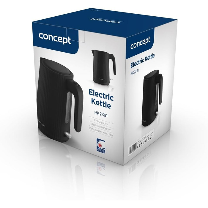 Електричний чайник Concept RK2391, 1.7 л, чорний