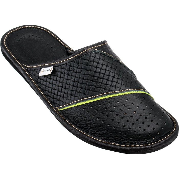 Чоловічі халати-домашні капці ESTRO M44, шкіряні, чорні, 44 EU