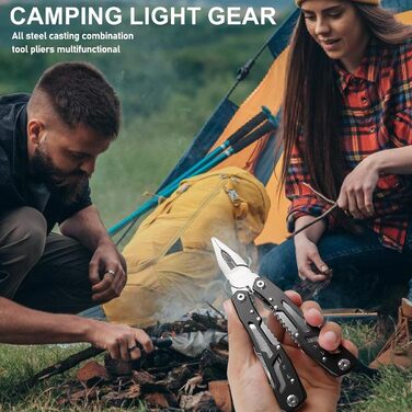 Мультитул чоловічий з нержавіючої сталі, мультиінструмент для подарунку, складаний ніж-мультитул з чохлом (чорний)