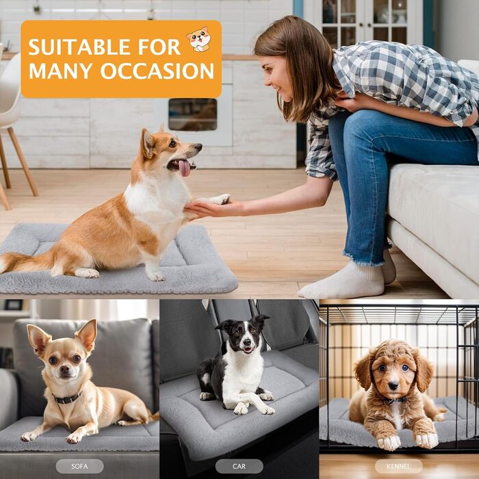 М'яке та тепле ліжко для собак, килимок-подушка для домашніх тварин, миється, зручне, двостороннє, PS085 (61x41 см)