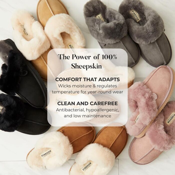 Домашні тапочки 'Fireside Sydney' з овечої вовни для дому та вулиці, широка форма (36 EU, персиковий пил)