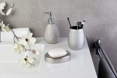 Набір для ванної кімнати Axentia Glitzer Hollywood - 4 предметів, сріблястий, 13 x 32 x 20 см