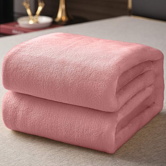 Плед KEPLIN з фланелі, великий накид, ковдра, м'який, затишний та пухнастий, з мікрофібри, для ліжка та ковдри, ідеальний для дорослих та дитячих кімнат (150 x Queen, персиковий)