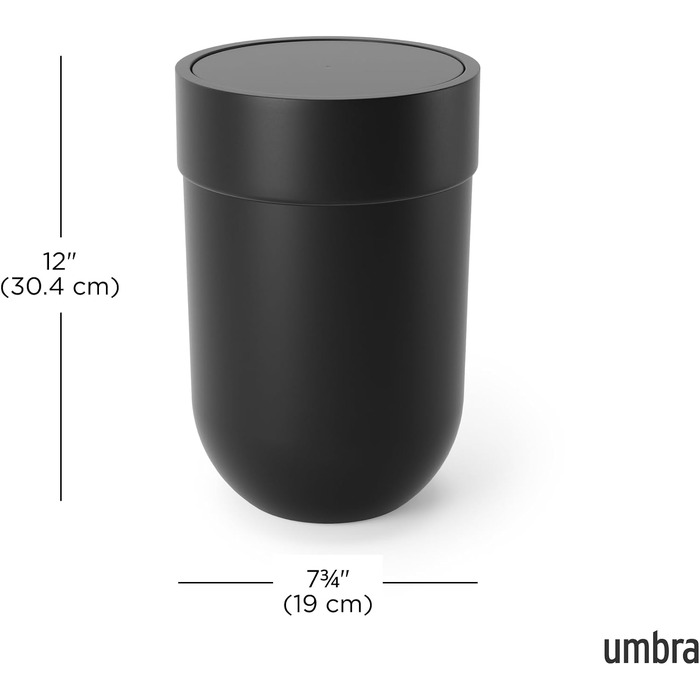 Сміттєвий кошик Umbra Touch з гойдальним кришкою, 6 л, чорний