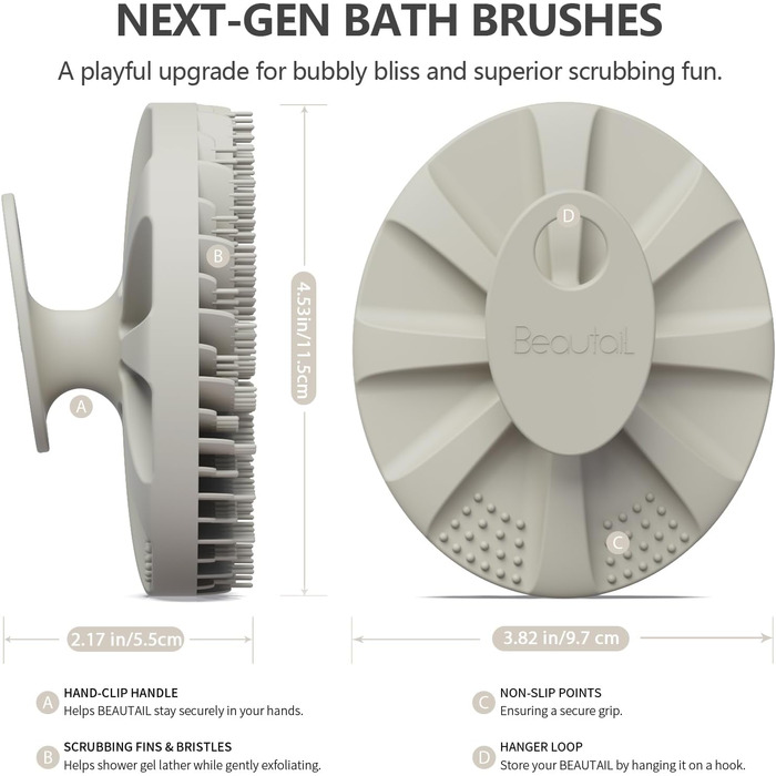 Силіконова мочалка для тіла Beautail, м'який скраб для чутливої шкіри, душова щітка, 1 шт. зірка