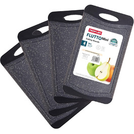 Набір дощок для сніданку NEOFLAM® 25x14 см, 4 шт. - Дошки для нарізання з пластику, BPA-free, антибактеріальні, з жолобком для соку, чорний мармур, стійкі до миття в посудомийній машині