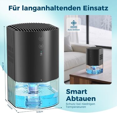 Електричний осушувач повітря AROEVE 990мл з 7-кольоровим підсвічуванням, автоматичним вимкненням та захистом від пролиття - для дому, шафи, ванної кімнати та кухні
