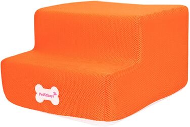 Сходинки для собак на 2 сходинки для ліжка та дивану, 20 см, широкі, для маленьких, старих, великих собак та котів, стійкі, протиковзні, миючі, оранжевого кольору
