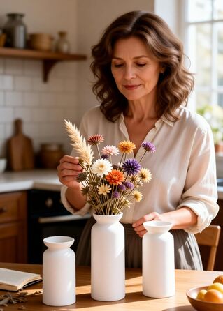 Керамічні вази 3 шт., сучасний мінімалізм, декор для дому, вази для пампасних трав, вітальня (12 білий)