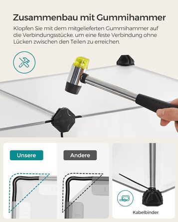 Клітка для гризунів SONGMICS Freigehege з піддоном, 143 x 73 x 46 см, біла. Підходить для кроликів, хом'яків, їжаків. LPC02W