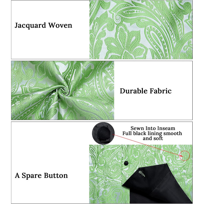 Костюм чоловічий DiBanGu 7-частинний: жакардовий піджак, краватка з коміром, штани, для весілля, свят, XL, світло-зелений