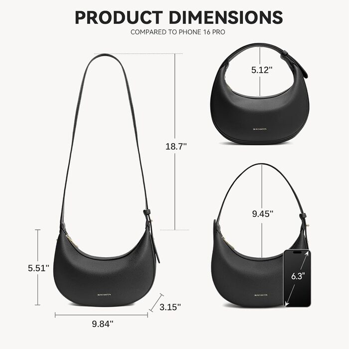 Сумка жіноча BOSTANTEN велика шопер з екошкіри, чорна (1-3320-schwarz)