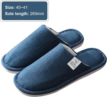 Зимові домашні тапочки з льону, дихаючі, для гостей, чоловічі та жіночі, з антиковзким покриттям, для дому, готелю, розмір 40/41 EU, блакитні