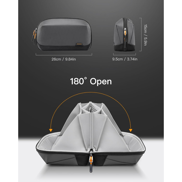 Inateck Electronics Case, Water-Resistant Accessory Bag, USB Cable Gadget Organizer Bag, Travel-Friendly