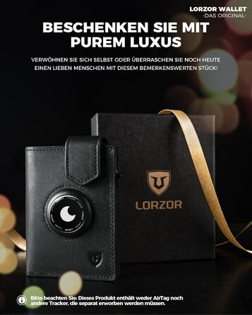 LORZOR® AirTag Wallet - Slim Wallet with Coin Pocket & RFID Protection - AirTag Wallet for Men Made of Genuine Leather - AirTag Wallet - Card Holder - Smart Wallet/Bifold Wallet for Men