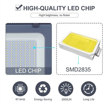 Світлодіодний прожектор Loyal 600W, 50000 лм, IP66, теплий і холодний білий, для вулиці, саду, гаража, 4 шт.