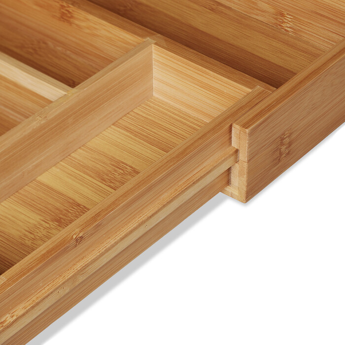 Relaxdays Extendable Bamboo Cutlery Box