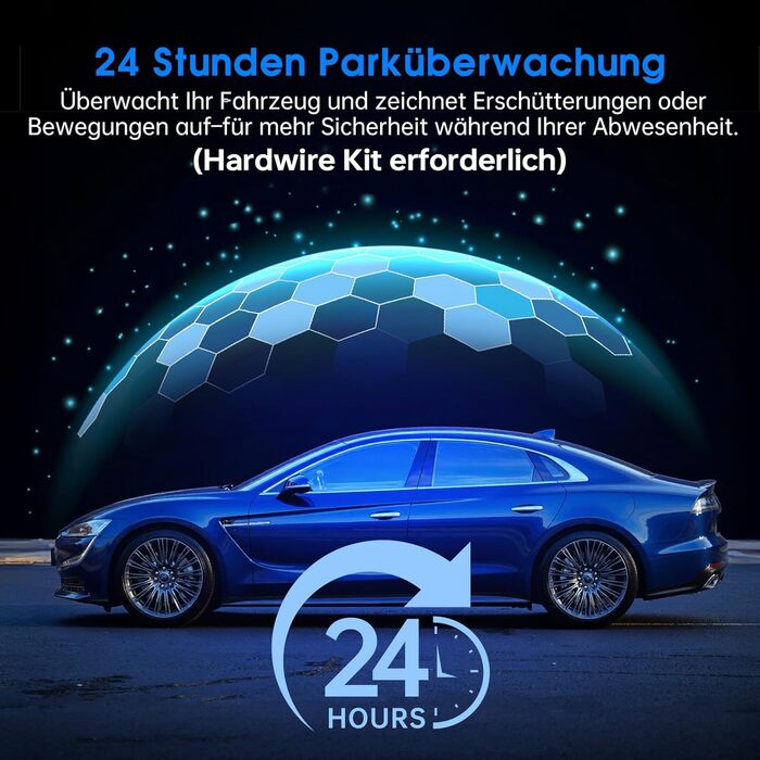 Відеореєстратор автомобільний Dual 2.5K QHD (передній + задній) з нічним баченням, картом 64GB та паркувальним режимом, чорний