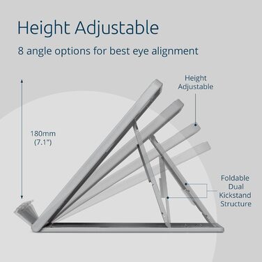 Підставка для ноутбука Kensington EasyRiser Go: регульована висота та кут, вентиляційні отвори, антиковзаючі накладки (до 17 дюймів)
