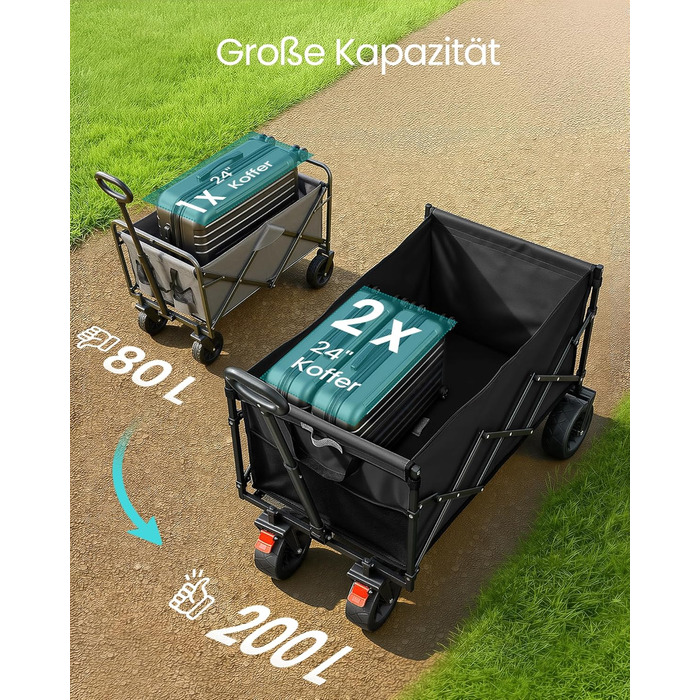 Візок садовий SONGMICS GFW909B01 (200 л, чорний) - складний, міцний, до 180 кг