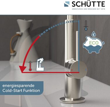 Кран кухонний Schütte Stilo з висувною лійкою, поворотний на 360°, однорегуляторний, хром/чорний (DESIGN)