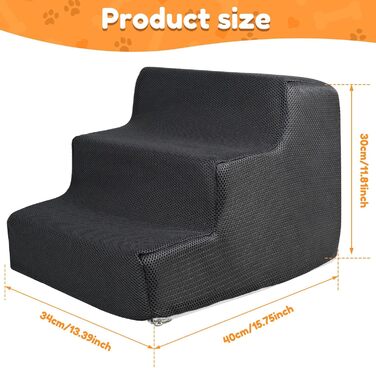 Сходинки для собак та котів, 3 сходинки, 30 см, антиковзкі, сірі