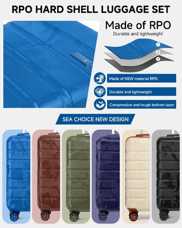 Набір легких розширюваних валіз для подорожей Sea Choice, 3 предмети, камуфляжний принт (Синій, розміри 19/24/28 дюймів)
