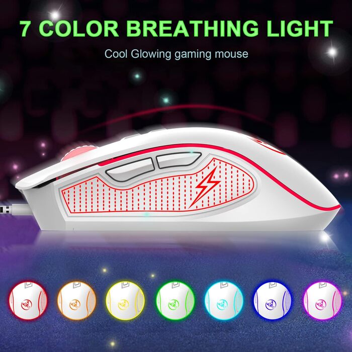 XINMENG Комплект ігрової клавіатури та миші з RGB-підсвічуванням, миспад, 3600 DPI, серія Panda, для PS4/Windows/PC/Mac/Laptop (Білий)