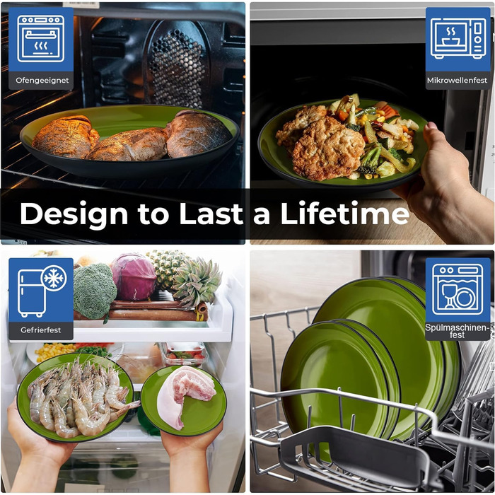 MIAMIO Набір посуду на 12 осіб / 36 предметів, керамічний сервіз, тарілки та миски - безпечний для миття в посудомийній машині та використання в мікрохвильовій печі - Колекція Le Papillon